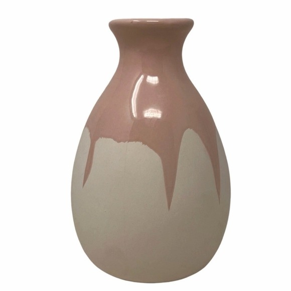 Isaac Mizrahi Other - Isaac Mizrahi Loves Xo Sienna Vase Ceramic Pottery Cream Hand Dipped Pink Glaze